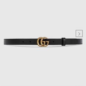 GUCCI LEATHER BELT WITH DOUBLE G BUCKLE